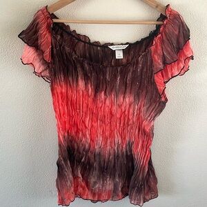 Christopher & Banks crinkle top with sequins | black and red | women’s size XL